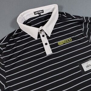 LIV Golf Polo Shirt Mens 2XL Black White Striped Short Sleeve K2-POM10-SU226 New